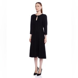 St. John Keyhole Wool Black Midi Dress